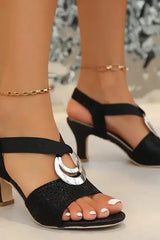 Selene - Metallic Accent Slingback Heels
