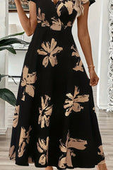 Noir | Black Floral V-Neck Maxi Dress