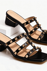 Valentina - Studded Heel Slide Sandals