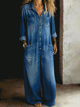 Averly - Relaxed Wide-Leg Denim Jumpsuit