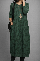 Elaris – Elegant Jacquard Midi Dress