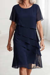 Navyelle - Graceful Chiffon Layered Dress