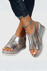 Seraphina - Metallic Comfort Wedge Sandals