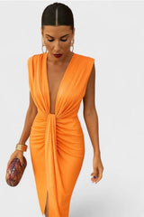 Aurelia – Draped V-Neck Midi Dress