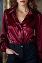 Elegant Satin Long Sleeves Blouse