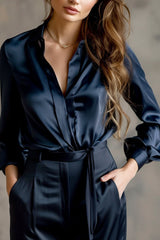 Elegant Satin Long Sleeves Blouse