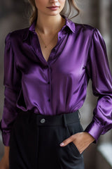 Elegant Satin Long Sleeves Blouse