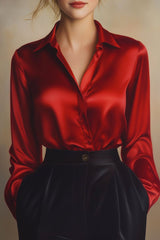 Elegant Satin Long Sleeves Blouse
