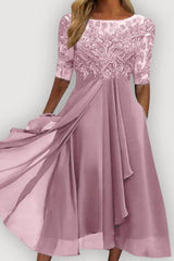 Elowara – Lace Elegance Midi Dress