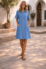 Calira – Casual Button-Front Shirt Dress