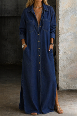 Sienna - Denim Button-Front Maxi Dress