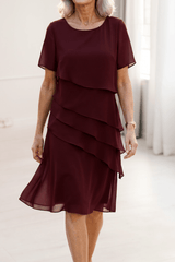Navyelle - Graceful Chiffon Layered Dress
