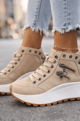 Lunavique - Denim Rise Platform Sneakers