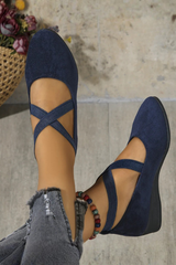 Serena – Suede Cross-Strap Comfort Flats
