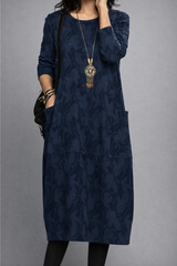 Elaris – Elegant Jacquard Midi Dress