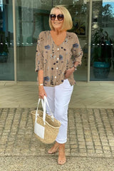 Joanne - Printed Button Tunic Top