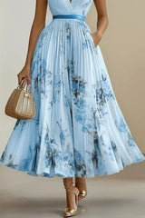 Almira – Elegant Pleated Floral Midi Dress