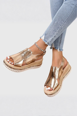 Seraphina - Metallic Comfort Wedge Sandals