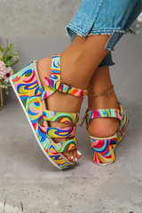 Lunavelle - Printed Platform Wedge Sandals