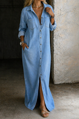 Sienna - Denim Button-Front Maxi Dress