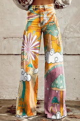 Daphne - Vintage Daisy Flowers Art Pants