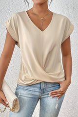 Lunara - Twist Hem V-Neck Blouse