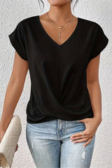 Lunara - Twist Hem V-Neck Blouse