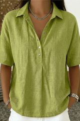 Calista - Relaxed Button-Up Casual Blouse