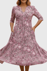 Arlina – Vintage Floral Midi Dress