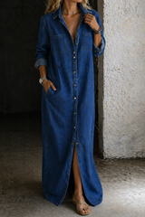 Sienna - Denim Button-Front Maxi Dress