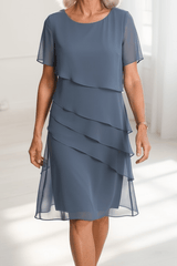 Navyelle - Graceful Chiffon Layered Dress