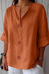 Elina – Relaxed Linen Blend Button Blouse