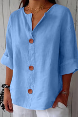 Elina – Relaxed Linen Blend Button Blouse