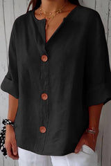 Elina – Relaxed Linen Blend Button Blouse