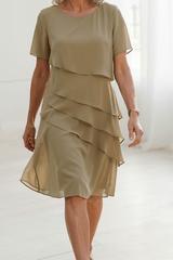 Navyelle - Graceful Chiffon Layered Dress
