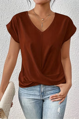 Lunara - Twist Hem V-Neck Blouse