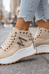 Maia - Denim Platform High-Top Sneakers
