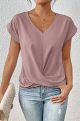 Lunara - Twist Hem V-Neck Blouse