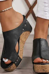 Faith - Elegant Rubber Sole Buckle Wedge Sandals