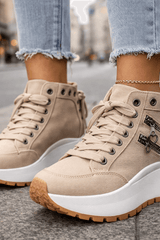 Lunavique - Denim Rise Platform Sneakers