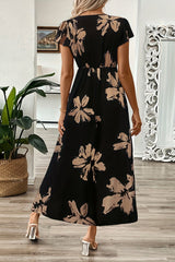 Noir | Black Floral V-Neck Maxi Dress