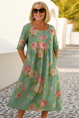 Elarisse - Botanical Charm Midi Dress