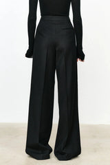 Asymmetric Layer Button Straight Leg Dress Pants