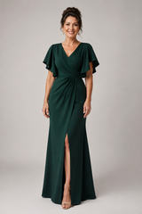 Veloria – Elegant Flutter Sleeve Maxi Dress