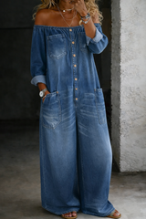 Aurielle - Off-Shoulder Denim Jumpsuit
