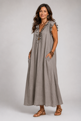 Kaia-Ruffle Maxi Dress