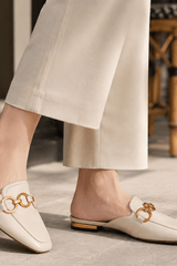 Sienna-Chain Detail Mule Flats