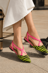 Zelina-Printed Cross Strap Flats