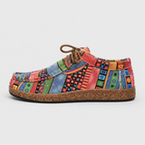 Renata-Patchwork Lace-Up Loafers