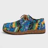 Renata-Patchwork Lace-Up Loafers